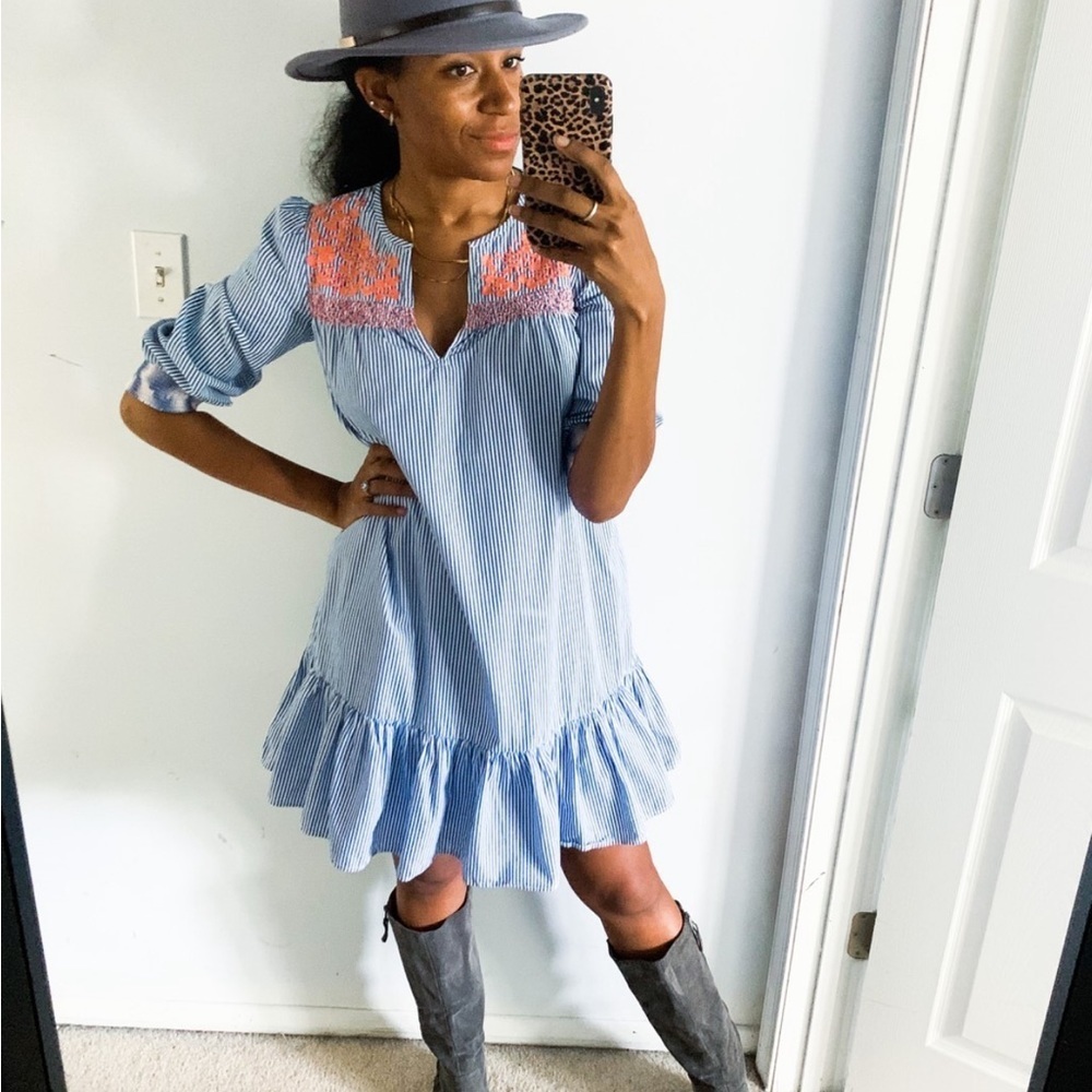 J.Crew Seersucker Dress with Ruffle Hem Size Extra Extra Small (runs large)